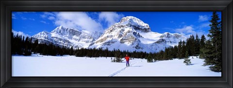 Framed Skier Ptarmigan Peak Wall of Jericho, Skoki Valley, Canada Print