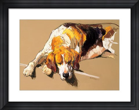 Framed Hound in a Kennel (LE) Print