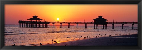 Framed Sunset at Fort Myers Beach, FL Print