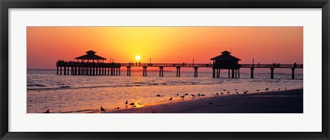 Framed Sunset at Fort Myers Beach, FL Print
