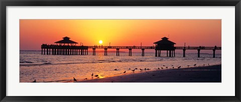 Framed Sunset at Fort Myers Beach, FL Print