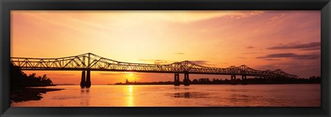 Framed Bridge At Sunset, Mississippi Print