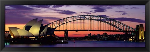 Framed Sydney Harbor Bridge At Sunset,  Australia Print