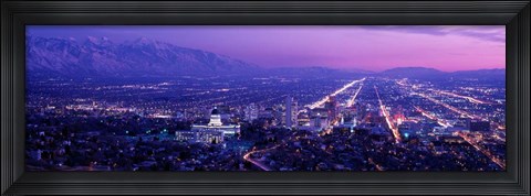 Framed Salt Lake City at Night, Utah Print
