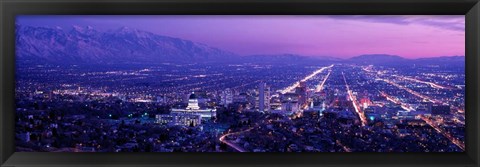 Framed Salt Lake City at Night, Utah Print