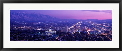 Framed Salt Lake City at Night, Utah Print