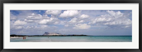 Framed La Cinta Beach with Tavolara Island, San Teodoro, Italy Print