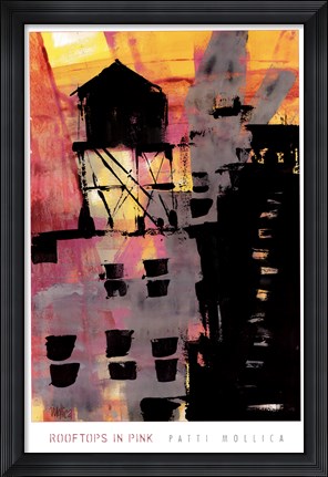 Framed Rooftops In Pink Print