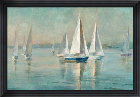 Framed Sailboats at Sunrise Print