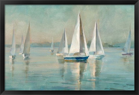 Framed Sailboats at Sunrise Print