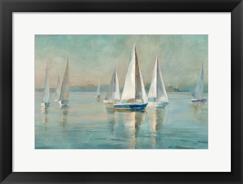 Framed Sailboats at Sunrise Print