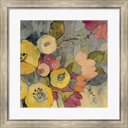 Framed Yellow Floral Duo I Print