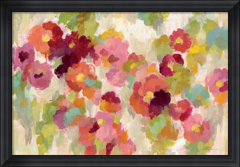 Framed Coral and Emerald Garden I Print
