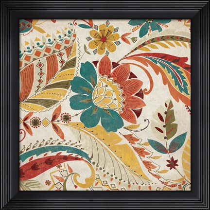 Framed Boho Paisley Spice I Print