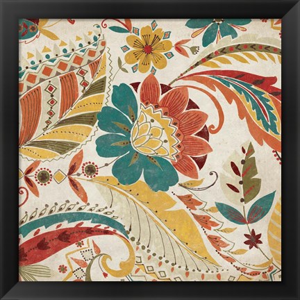 Framed Boho Paisley Spice I Print