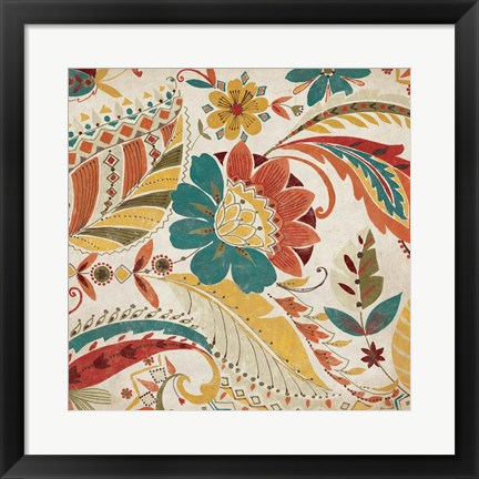 Framed Boho Paisley Spice I Print