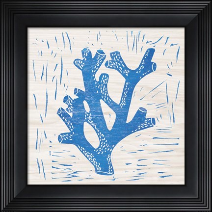 Framed Sea Creature Coral Blue Print