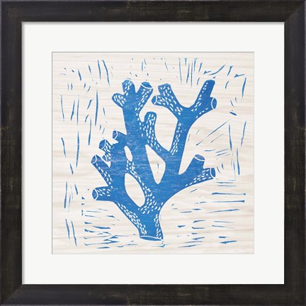 Framed Sea Creature Coral Blue Print