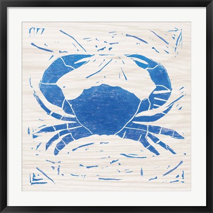 Framed Sea Creature Crab Blue Print