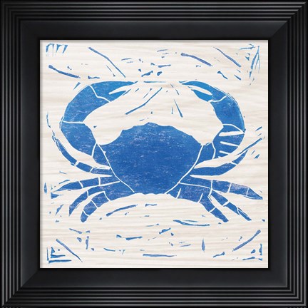 Framed Sea Creature Crab Blue Print