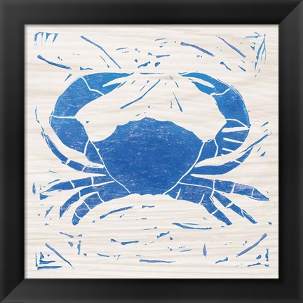 Framed Sea Creature Crab Blue Print