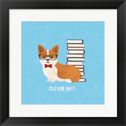 Framed Good Dogs Corgi Bright Print