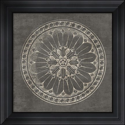 Framed Rosette I Gray Print