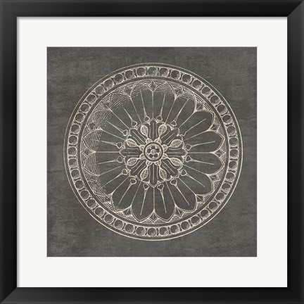 Framed Rosette I Gray Print