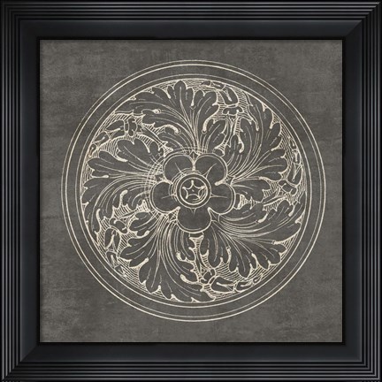 Framed Rosette II Gray Print