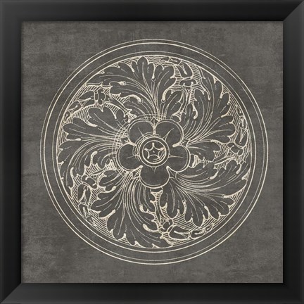 Framed Rosette II Gray Print