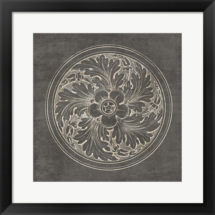 Framed Rosette II Gray Print