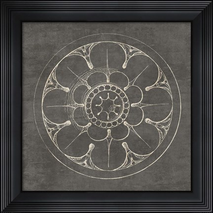 Framed Rosette III Gray Print