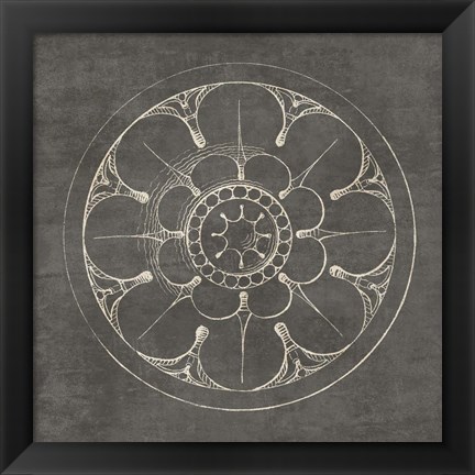 Framed Rosette III Gray Print