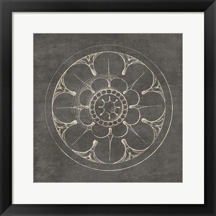 Framed Rosette III Gray Print