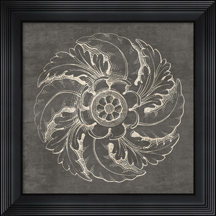 Framed Rosette IV Gray Print