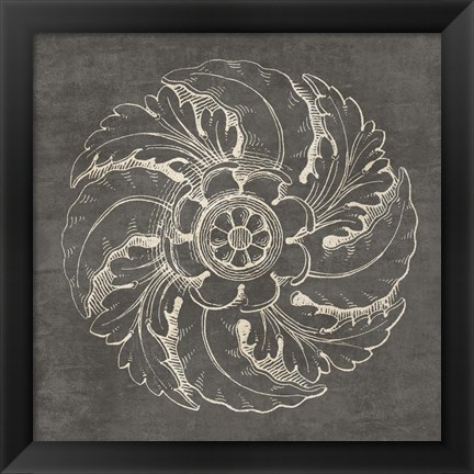 Framed Rosette IV Gray Print