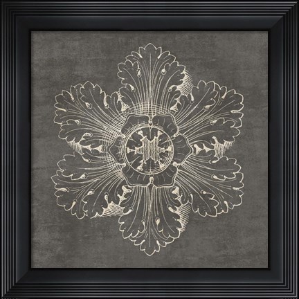 Framed Rosette V Gray Print