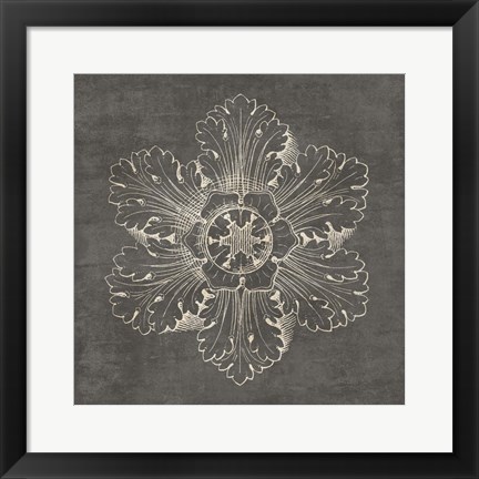 Framed Rosette V Gray Print