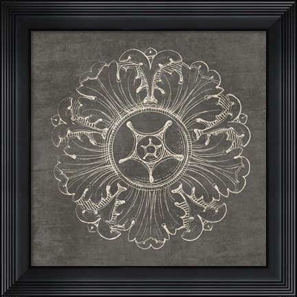Framed Rosette VI Gray Print