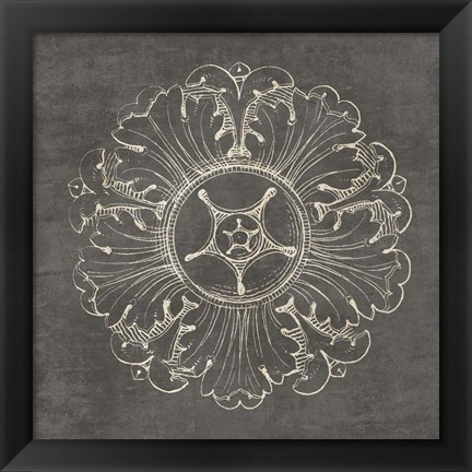 Framed Rosette VI Gray Print