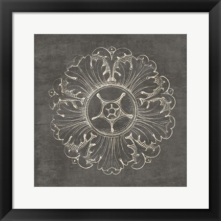 Framed Rosette VI Gray Print