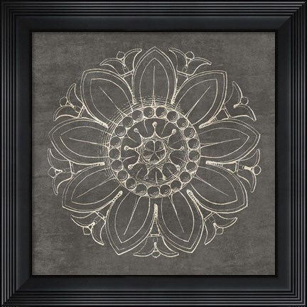 Framed Rosette VII Gray Print