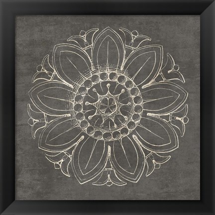 Framed Rosette VII Gray Print