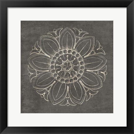 Framed Rosette VII Gray Print