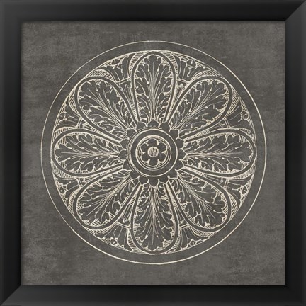 Framed Rosette VIII Gray Print