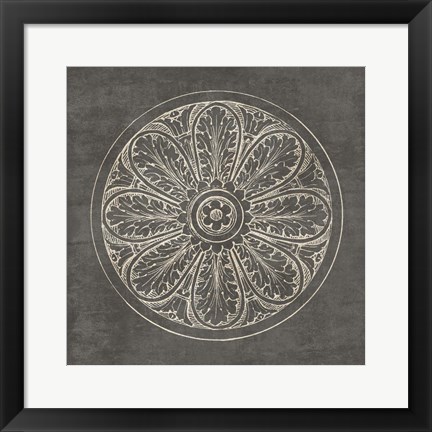 Framed Rosette VIII Gray Print