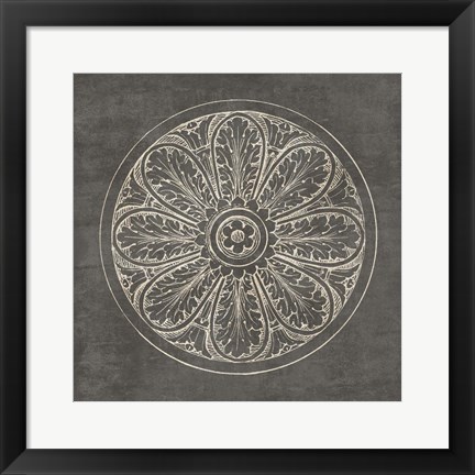 Framed Rosette VIII Gray Print