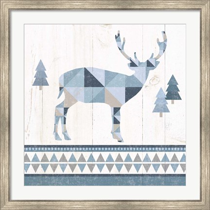 Framed Nordic Geo Lodge Deer I Print