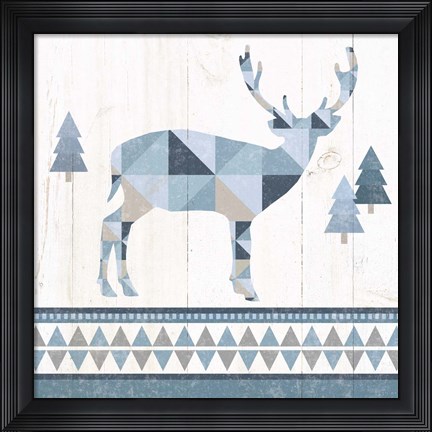 Framed Nordic Geo Lodge Deer I Print