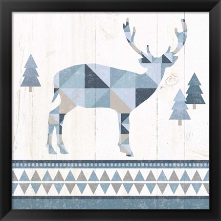 Framed Nordic Geo Lodge Deer I Print